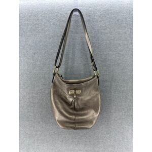 B Makowsky Metallic Antique Gold Pebble Leather Crossbody/Shoulder Handbag BOHO